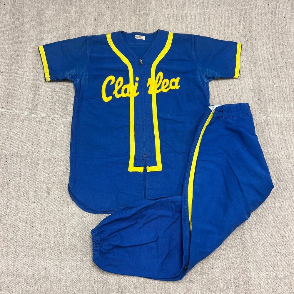 Vintage Clairlea Baseball Jersey 34‎ Blue 1950s Toronto Scarborough